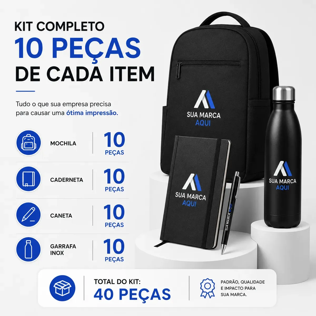 10 Kits Boas Vindas Corporativo Personalizado Sua Marca Logo